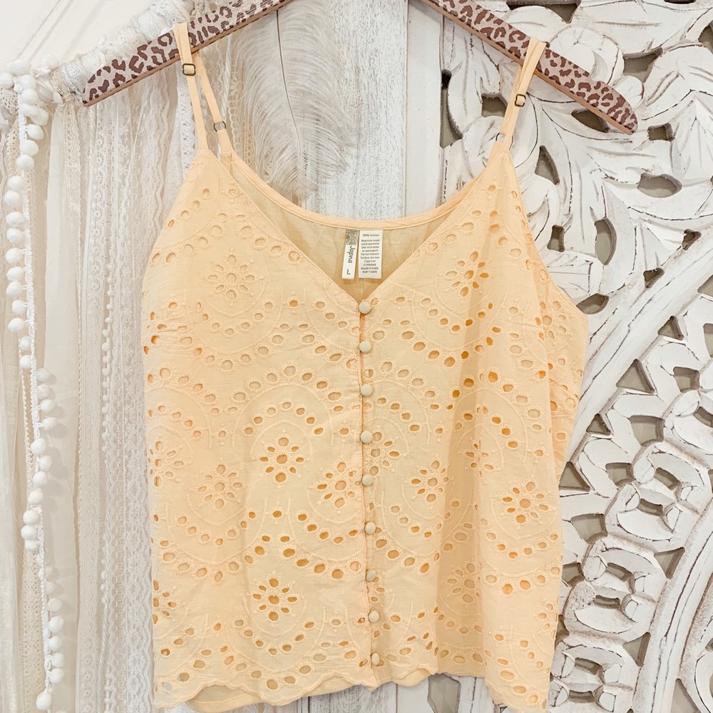 Elegant Eyelet Lace Yellow Top